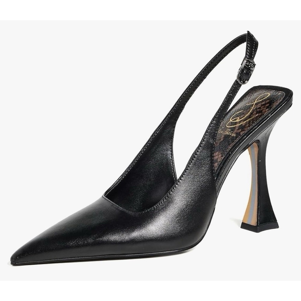 Sam Edelman Odette Slingback Pump Women Black Leather Pointed Toe Buckle Size 6